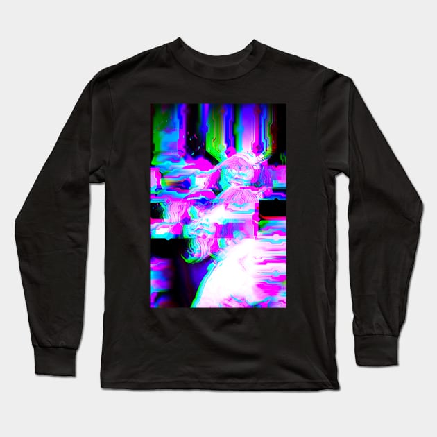 Anime Cosplay Glitch Girl Glitch Art Long Sleeve T-Shirt by GLITCH.HUB